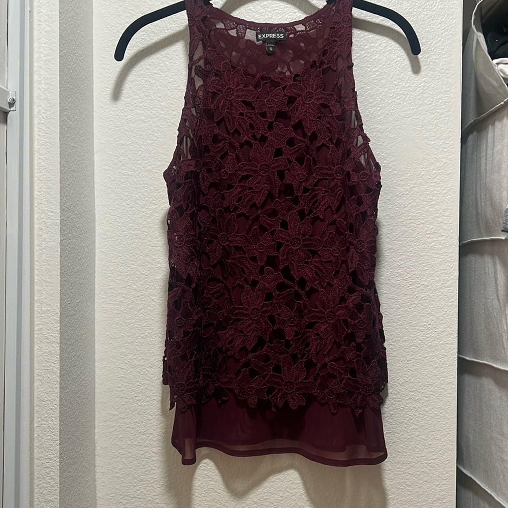 Express burgundy top in size XS